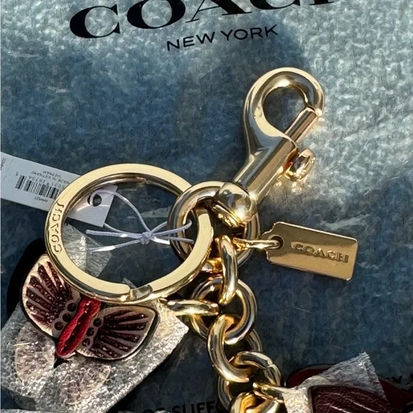 NWT Coach Butterfly Keychain - Red and Gold - Picture 2 of 7